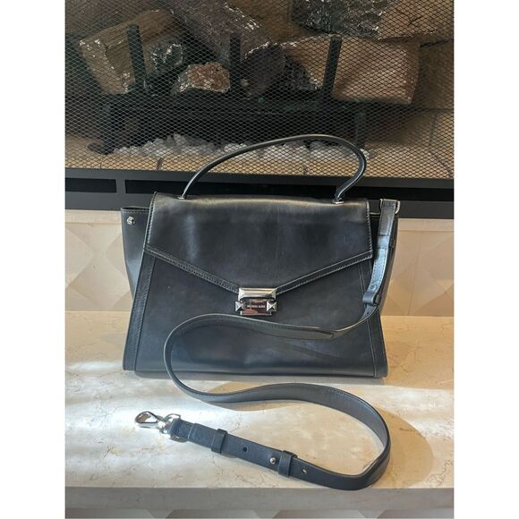 Michael Kors Black Leather Handle Bag With Strap - Picture 2 of 9